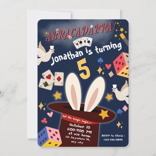 Magic Show Birthday Party Einladung Magic Trick (Vorderseite)