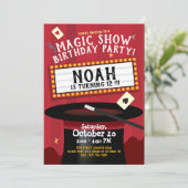 Magic Show Birthday Party Einladung Marquee & Hat (Stehend Vorderseite)