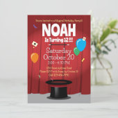 Magic Show Birthday Party Einladung mit Top Hat (Stehend Vorderseite)