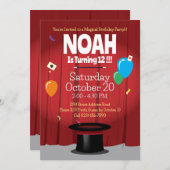 Magic Show Birthday Party Einladung mit Top Hat (Vorne/Hinten)