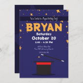 Magic Show Birthday Top Hat & Glitzern Einladung (Vorne/Hinten)