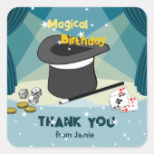 Magic Show Birthday Vielen Dank aus dem Namen Quadratischer Aufkleber (Vorderseite)