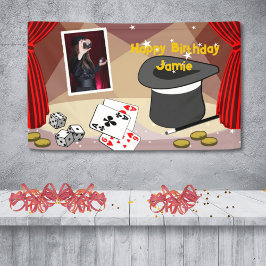 Magic Show Bühne Happy Birthday Name Red Banner