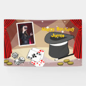 Magic Show Bühne Happy Birthday Name Red Banner (Horizontal)