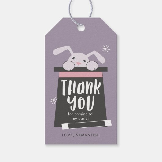 Magic Show Bunny Birthday Party Danke Geschenkanhänger (Vorderseite)