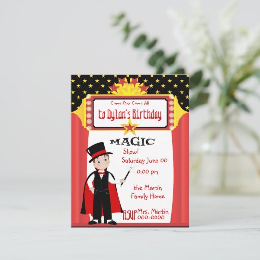 Magic Show Einladung (Stehend Vorderseite)