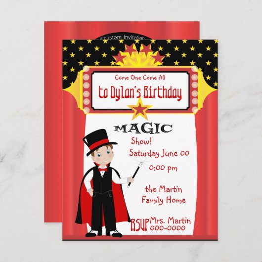 Magic Show Einladung (Vorne/Hinten)