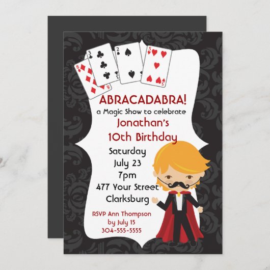 Magic Show Einladung (Vorne/Hinten)