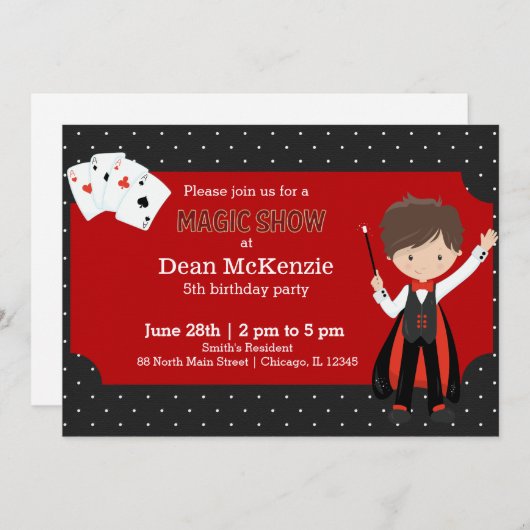 Magic Show Geburtstagsparty Einladung (Vorne/Hinten)