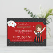 Magic Show Geburtstagsparty Einladung (Stehend Vorderseite)