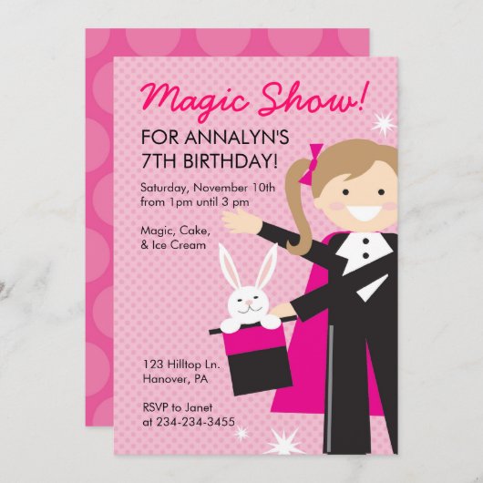 Magic Show Geburtstagsparty Einladungen (Vorne/Hinten)