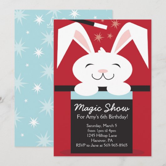 Magic Show Geburtstagsparty Einladungen (Vorne/Hinten)