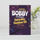 Magic Show Golden Stardust Thema Geburtstag Einlad Einladung (Stehend Vorderseite)