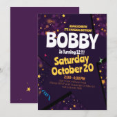 Magic Show Golden Stardust Thema Geburtstag Einlad Einladung (Vorne/Hinten)