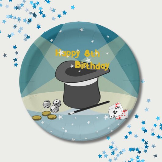 Magic Show Happy 8. Geburtstag Kinder Party Pappteller