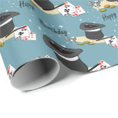 Magic Show Happy Birthday Blue Geschenkpapier (Rolleneckpunkt)
