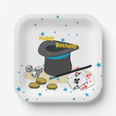 Magic Show Happy Birthday Kids Party Square Pappteller (Vorderseite)