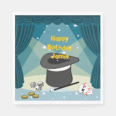Magic Show Happy Birthday Name Blue Serviette (Vorderseite)