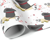 Magic Show Magician Hat Wand Dice Coins Red Stars Geschenkpapier (Rolleneckpunkt)