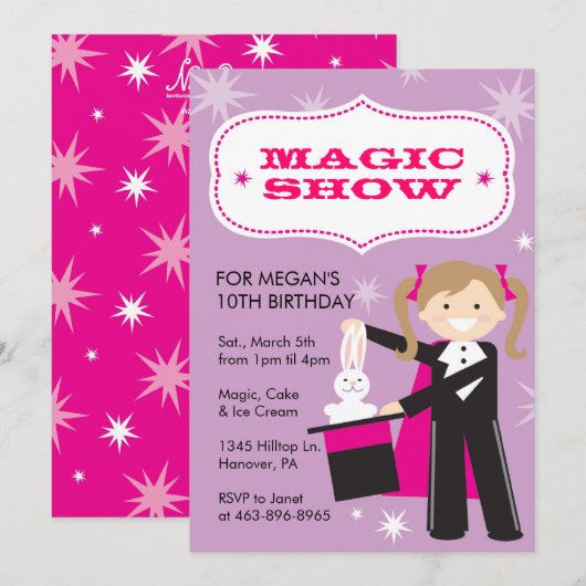 Magic Show-Party Einladungen (Vorne/Hinten)