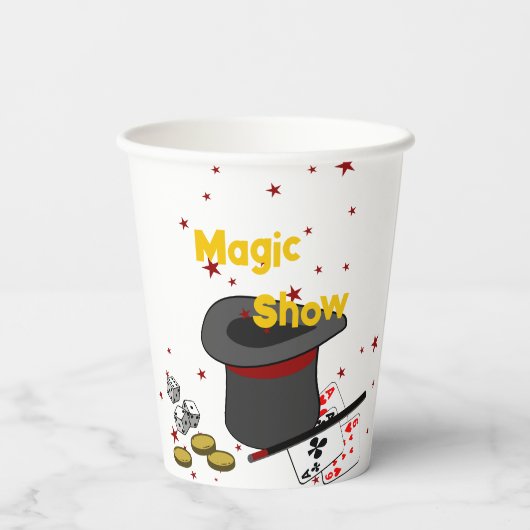 Magic Show Schwarz-weiß Red Birthday Party Pappbecher (Rückseite)