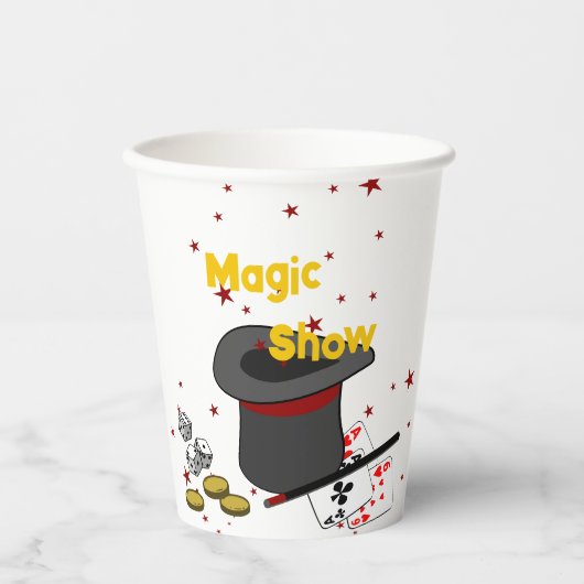 Magic Show Schwarz-weiß Red Birthday Party Pappbecher (Vorderseite)