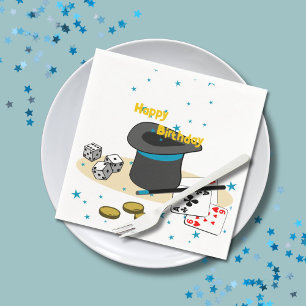 Magic Show Stary Blue Happy Birthday Kids Party Serviette