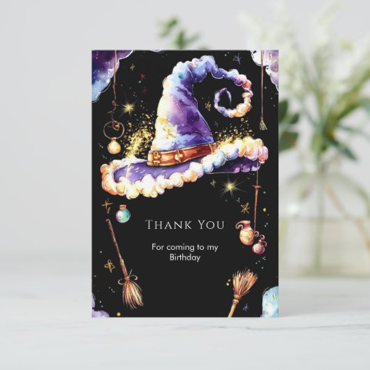 Magic Simple Boho Wizard Geburtstag Dankeskarte (Stehend Vorderseite)