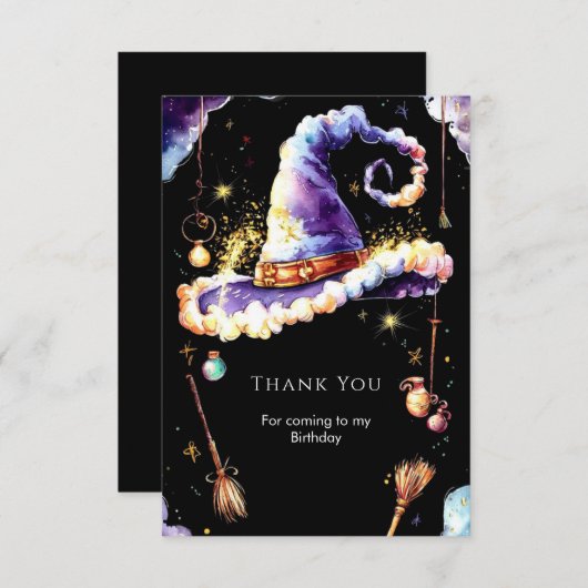 Magic Simple Boho Wizard Geburtstag Dankeskarte (Vorne/Hinten)