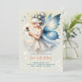 Magic Small Fairy Silhouette Kindergeburtstag Einladung (Stehend Vorderseite)