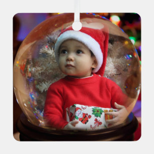 Magic Snowglobe Illusion Holiday 2 Foto Vignette Ornament Aus Metall