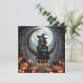 Magic Sorcery Halloween Familie Feiertagskarte (Stehend Vorderseite)