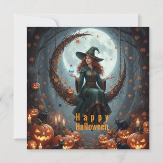 Magic Sorcery Halloween Familie Feiertagskarte