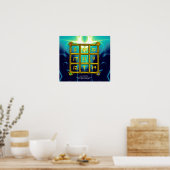 MAGIC SQUARE 33,Blue Turquase Poster (Küche)