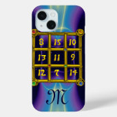 MAGIC SQUARE 33 MONOGRAM Aquamarin, Aqua Blue Lila Case-Mate iPhone Hülle (Rückseite)