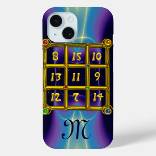 MAGIC SQUARE 33 MONOGRAM Aquamarin, Aqua Blue Lila iPhone 15 Hülle