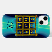 MAGIC SQUARE 33 MONOGRAM Aquamarin, Aqua Blue Türk Case-Mate iPhone Hülle (Rückseite (Horizontal))