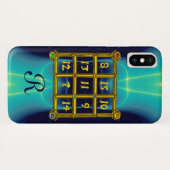 MAGIC SQUARE 33 MONOGRAM Aquamarin, Aqua Blue Türk Case-Mate iPhone Hülle (Rückseite (Horizontal))
