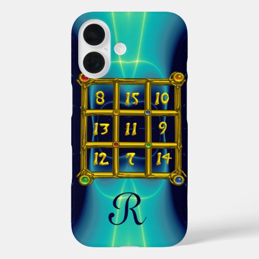 MAGIC SQUARE 33 MONOGRAM Aquamarin, Aqua Blue Turq Case-Mate iPhone Hülle (Rückseite)