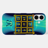 MAGIC SQUARE 33 MONOGRAM Aquamarin, Aqua Blue Turq Case-Mate iPhone Hülle (Rückseite (Horizontal))