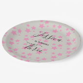 Magic Star Geburtstag Graue rosa Papierplatte Pappteller (Schrägansicht)