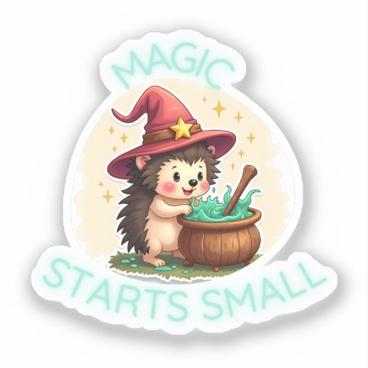 Magic startet Small - Niedlicher Igel Sticker (Vorderseite)