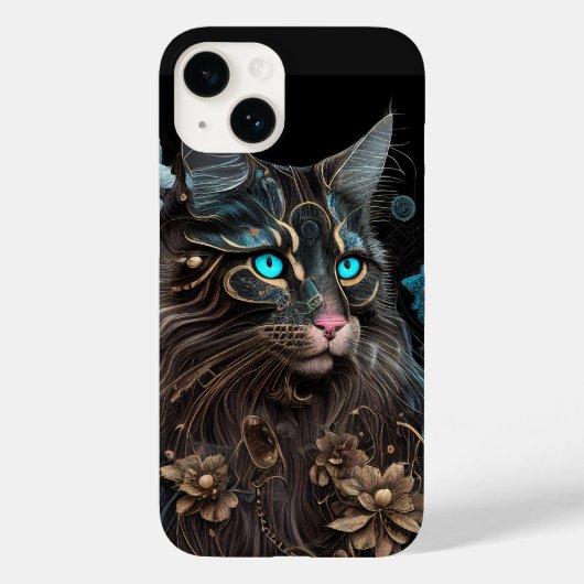 Magic Steampunk Maine Coon cat and Blume Kunst Case-Mate iPhone Hülle (Rückseite)