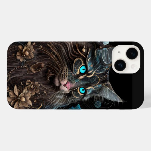 Magic Steampunk Maine Coon cat and Blume Kunst Case-Mate iPhone Hülle (Rückseite (Horizontal))