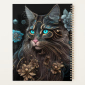 Magic Steampunk Maine Coon cat and Blume Kunst Planer (Rückseite)