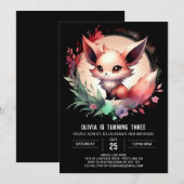 Magic Sweet Fox Geburtstag digital Einladung (Vorne/Hinten)