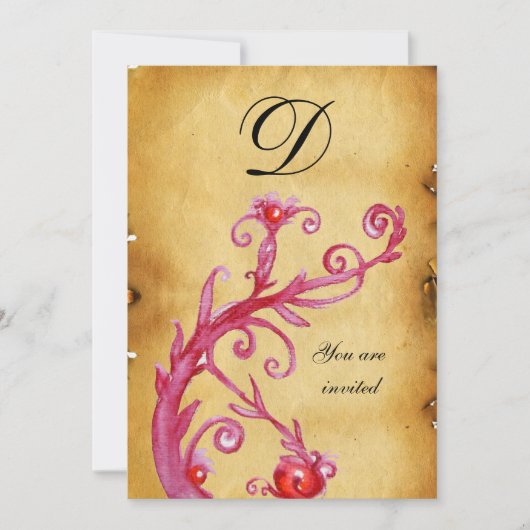 MAGIC SWIRL MONOGRAM Pergament lebhaft hell Einladung (Vorderseite)