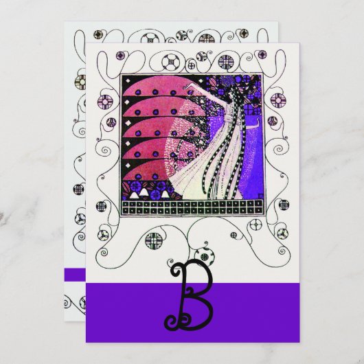 MAGIC THE SPRING, hell schwarz, blau, braun Einladung (Vorne/Hinten)