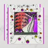 MAGIC THE SPRING hell violett schwarz braun Einladung (Vorne/Hinten)