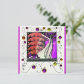 MAGIC THE SPRING hell violett schwarz braun Einladung (Stehend Vorderseite)